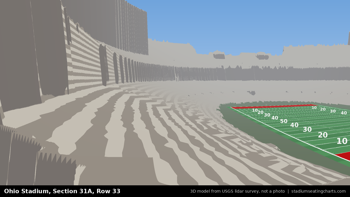 View from Ohio Stadium Section 31A, Row 33, looking toward the field