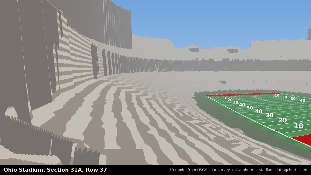 View from Ohio Stadium Section 31A, Row 37, looking toward the field