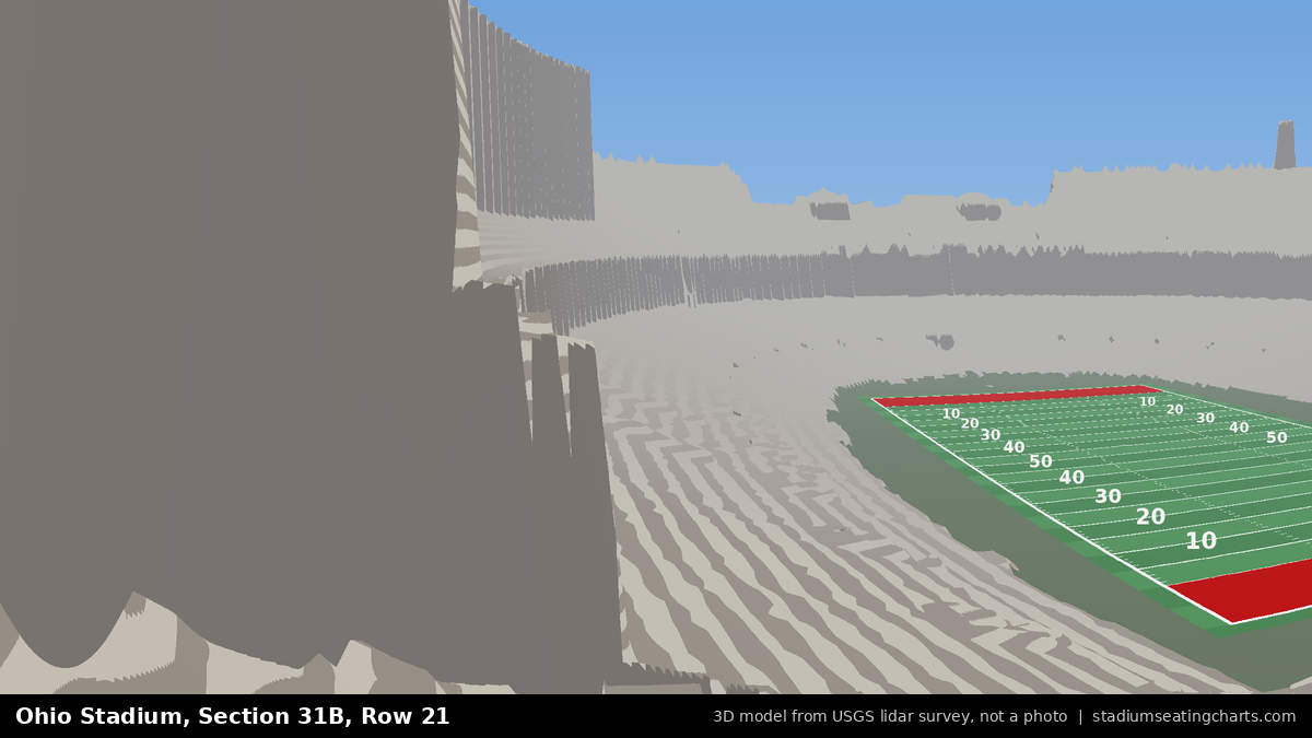 View from Ohio Stadium Section 31B, Row 21, looking toward the field