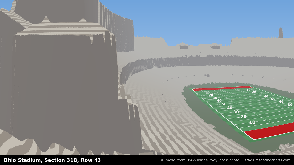 View from Ohio Stadium Section 31B, Row 43, looking toward the field