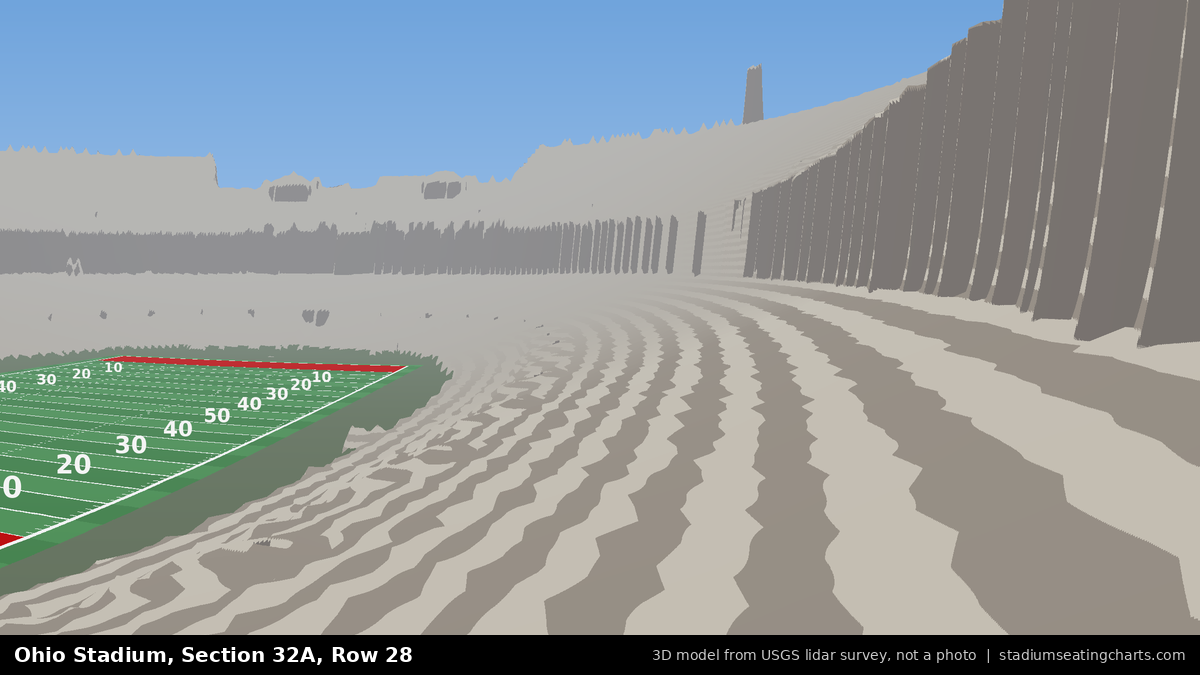 View from Ohio Stadium Section 32A, Row 28, looking toward the field