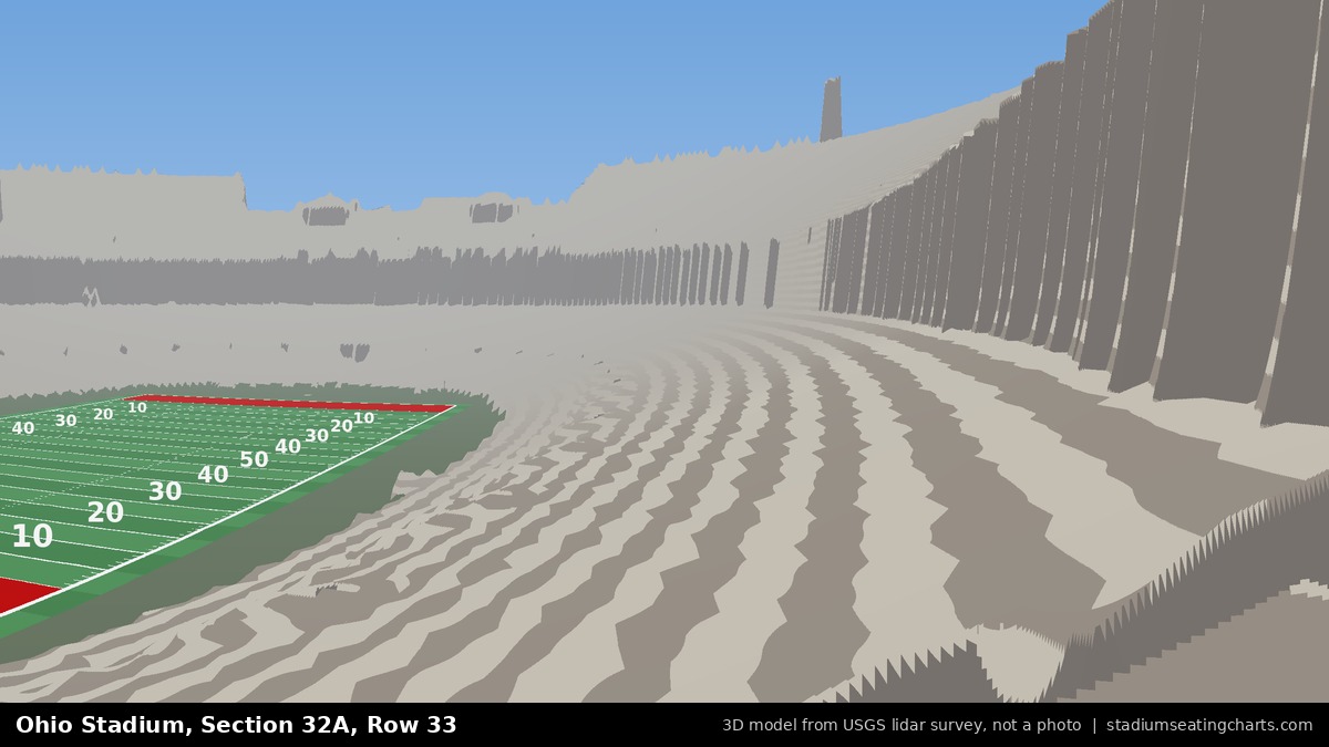 View from Ohio Stadium Section 32A, Row 33, looking toward the field