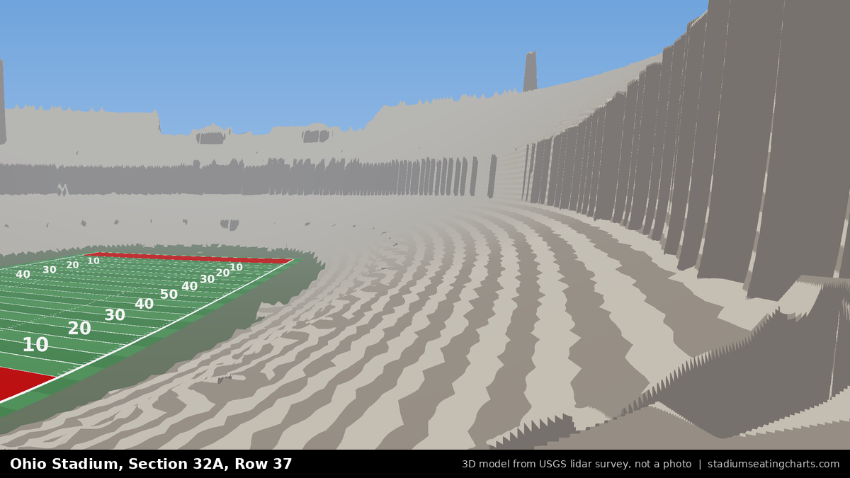 View from Ohio Stadium Section 32A, Row 37, looking toward the field
