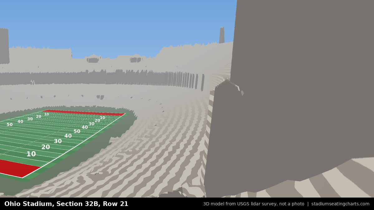 View from Ohio Stadium Section 32B, Row 21, looking toward the field