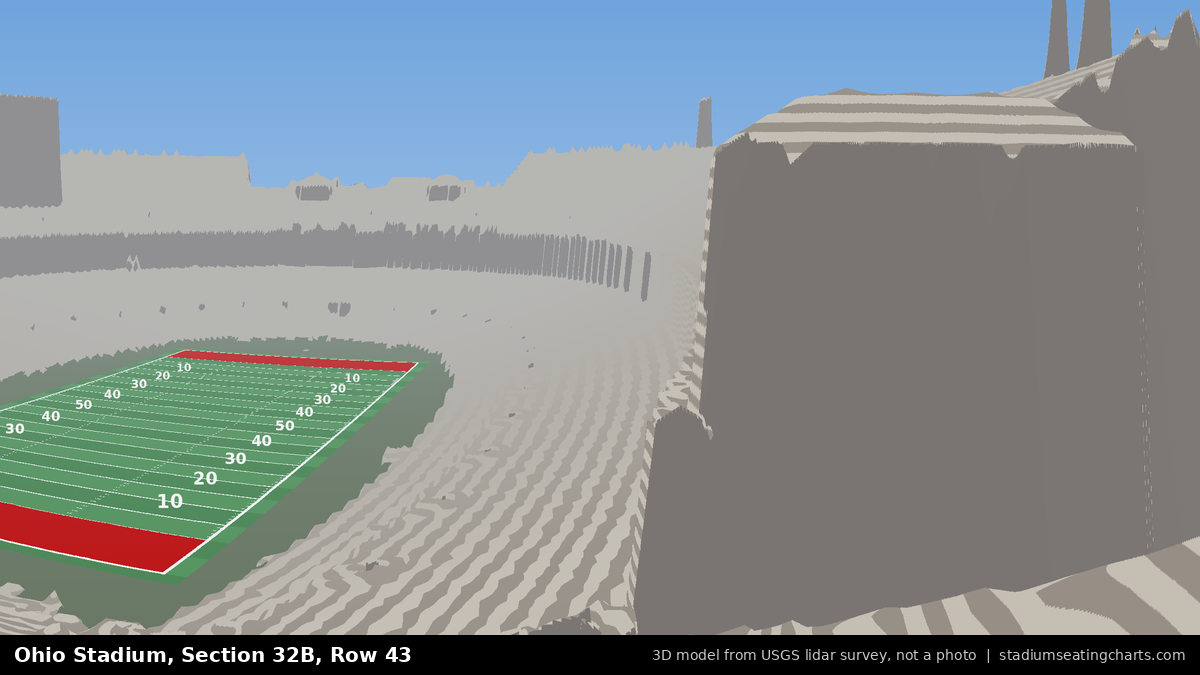 View from Ohio Stadium Section 32B, Row 43, looking toward the field