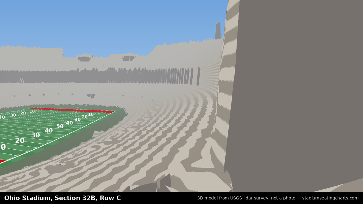 View from Ohio Stadium Section 32B, Row C, looking toward the field