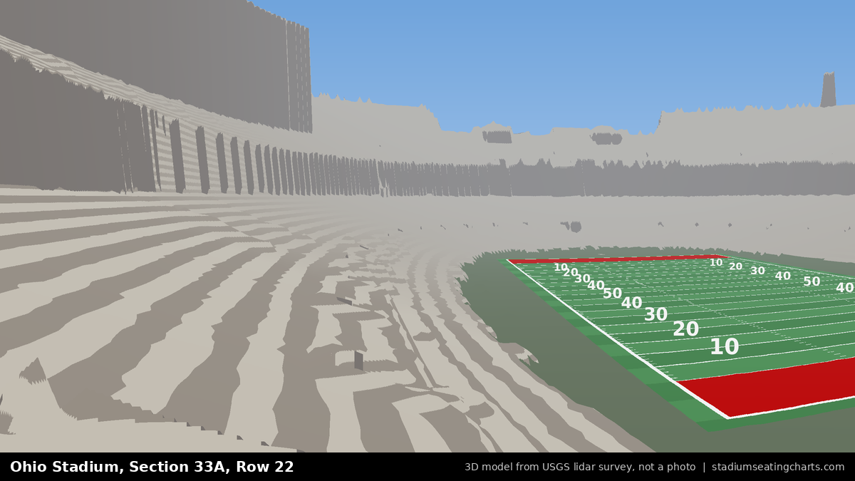 View from Ohio Stadium Section 33A, Row 22, looking toward the field