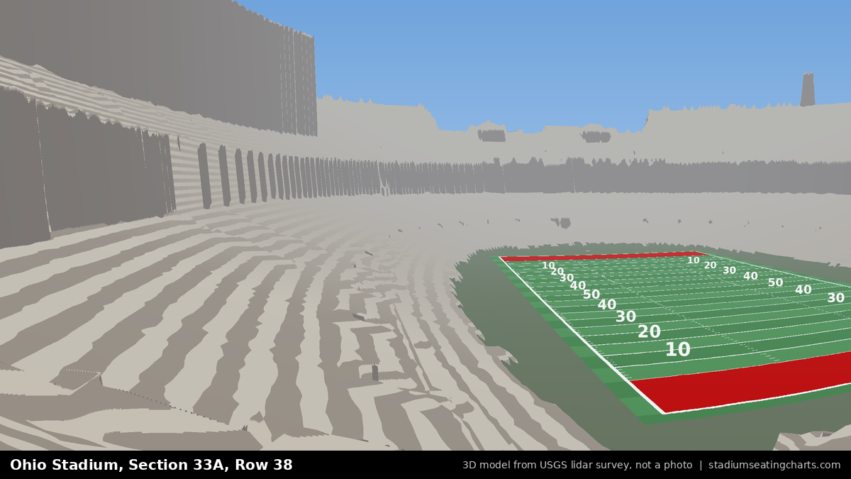 View from Ohio Stadium Section 33A, Row 38, looking toward the field