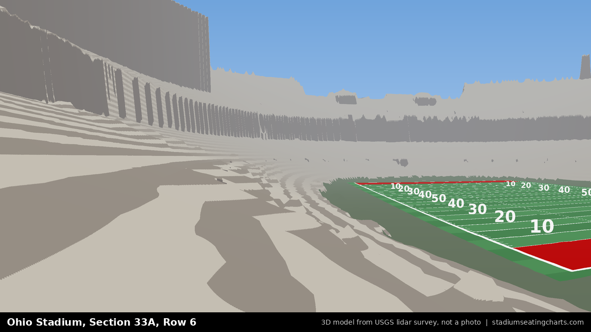 View from Ohio Stadium Section 33A, Row 6, looking toward the field