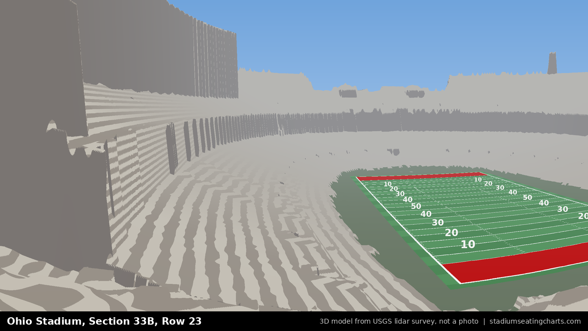 View from Ohio Stadium Section 33B, Row 23, looking toward the field