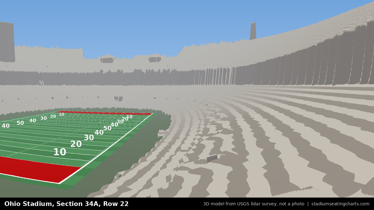 View from Ohio Stadium Section 34A, Row 22, looking toward the field
