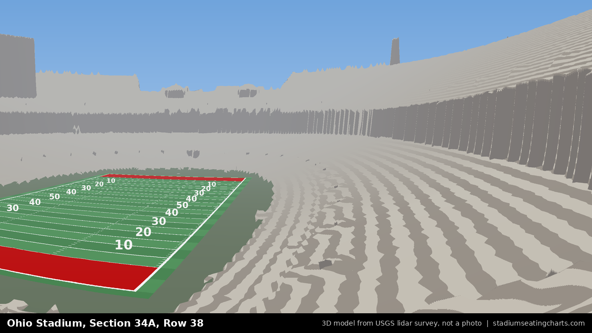 View from Ohio Stadium Section 34A, Row 38, looking toward the field