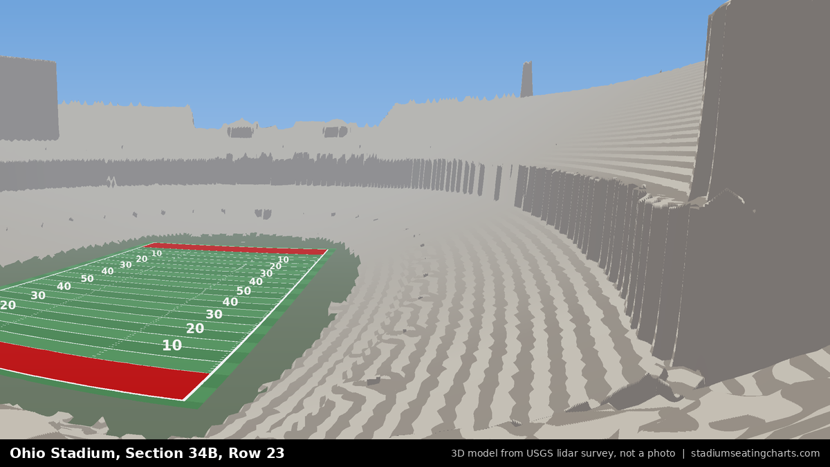 View from Ohio Stadium Section 34B, Row 23, looking toward the field