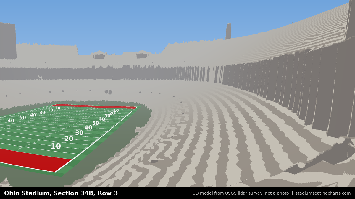 View from Ohio Stadium Section 34B, Row 3, looking toward the field