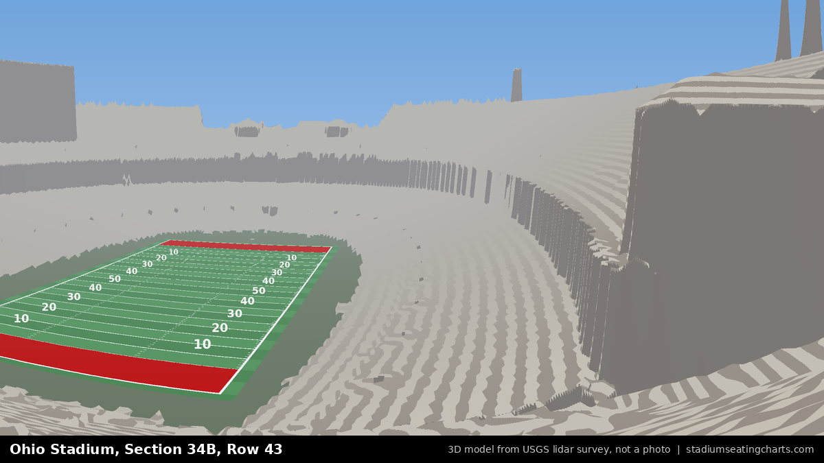 View from Ohio Stadium Section 34B, Row 43, looking toward the field