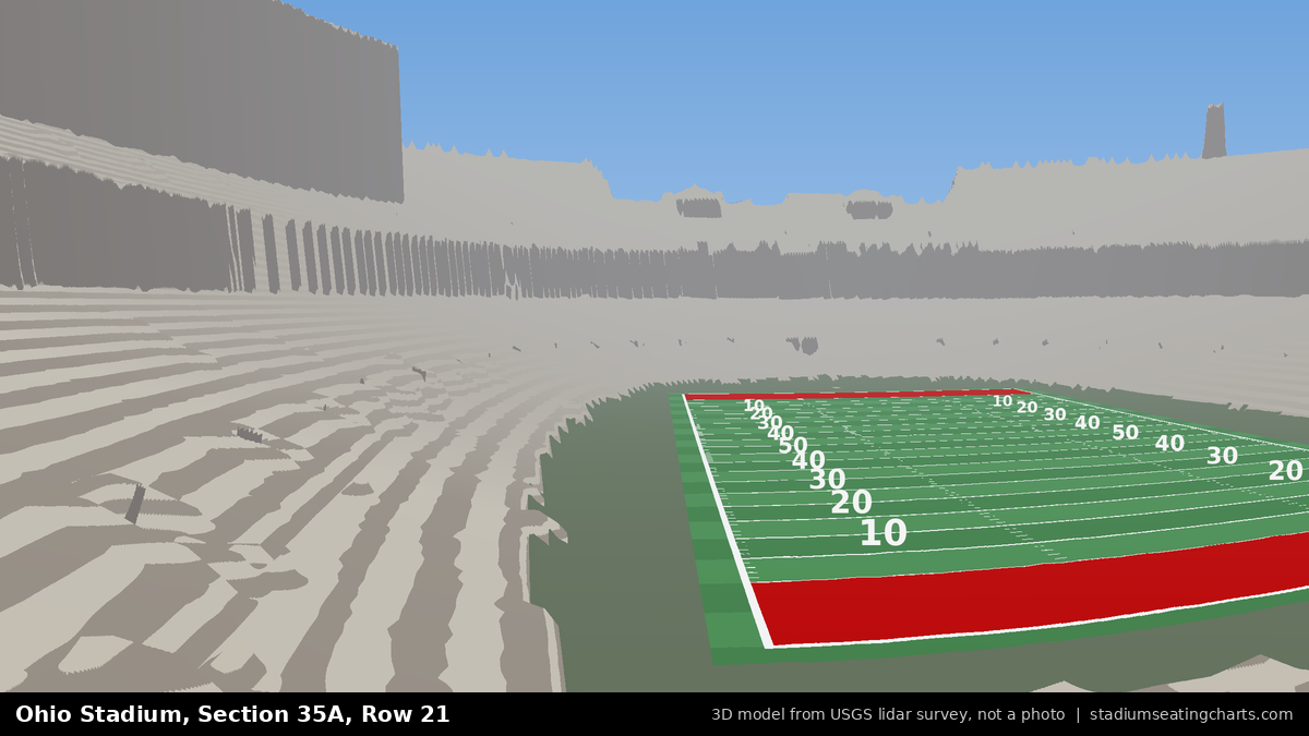 View from Ohio Stadium Section 35A, Row 21, looking toward the field