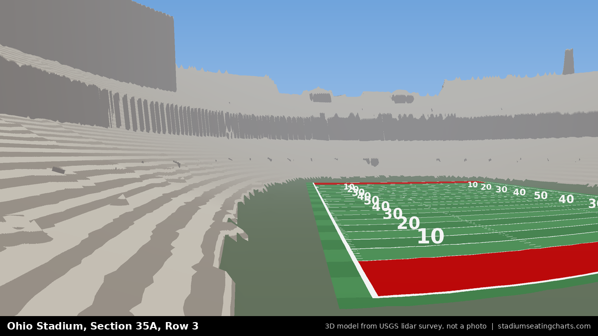 View from Ohio Stadium Section 35A, Row 3, looking toward the field