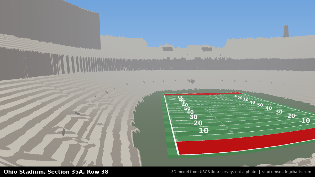 View from Ohio Stadium Section 35A, Row 38, looking toward the field