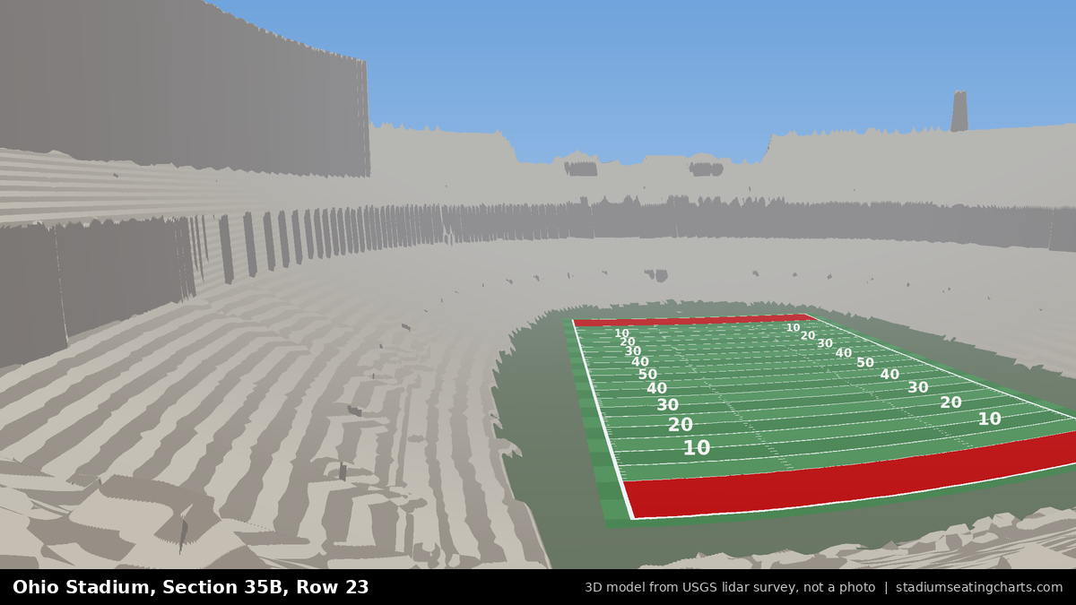 View from Ohio Stadium Section 35B, Row 23, looking toward the field