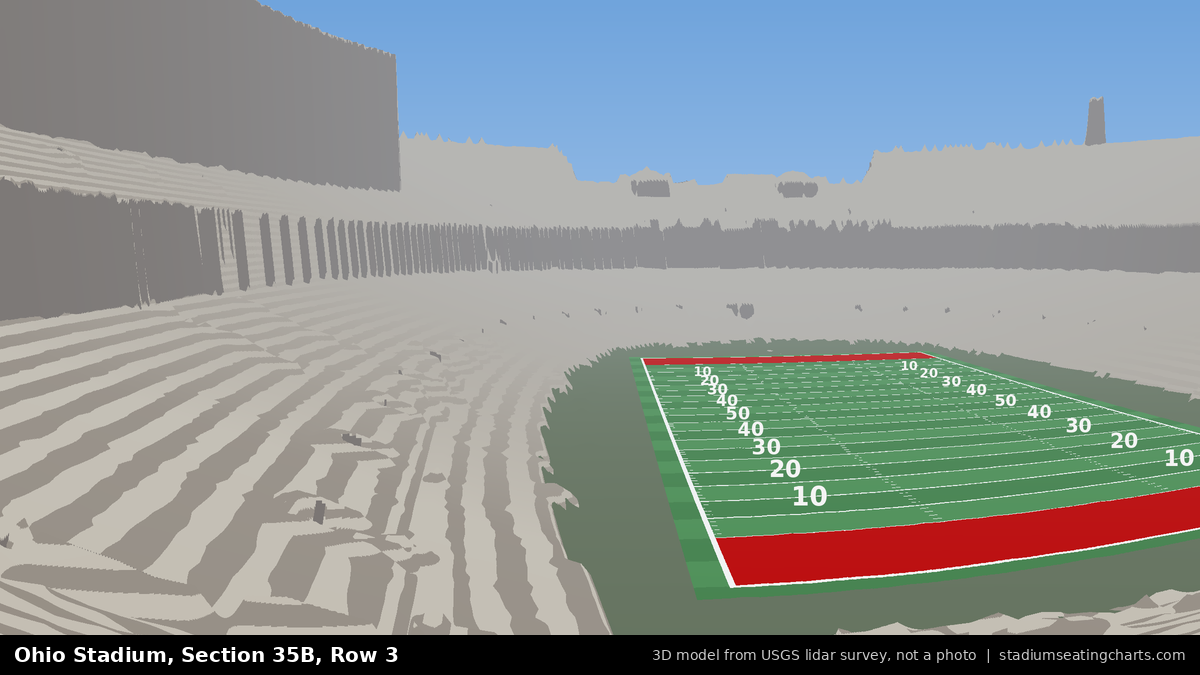 View from Ohio Stadium Section 35B, Row 3, looking toward the field