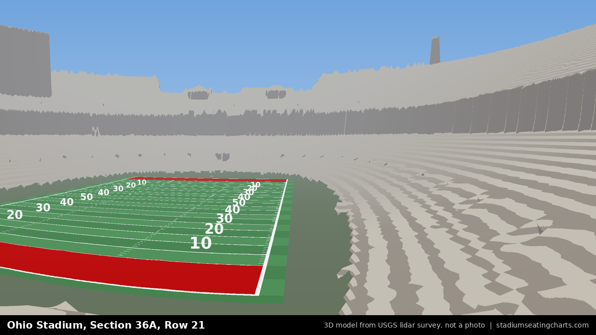 View from Ohio Stadium Section 36A, Row 21, looking toward the field