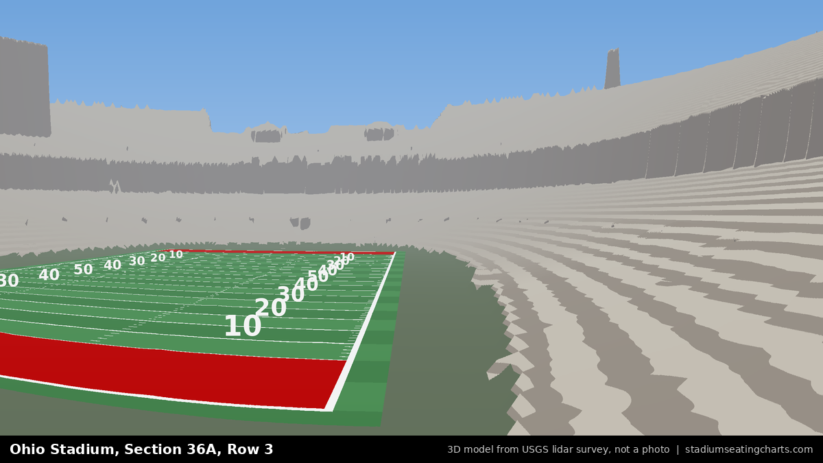 View from Ohio Stadium Section 36A, Row 3, looking toward the field