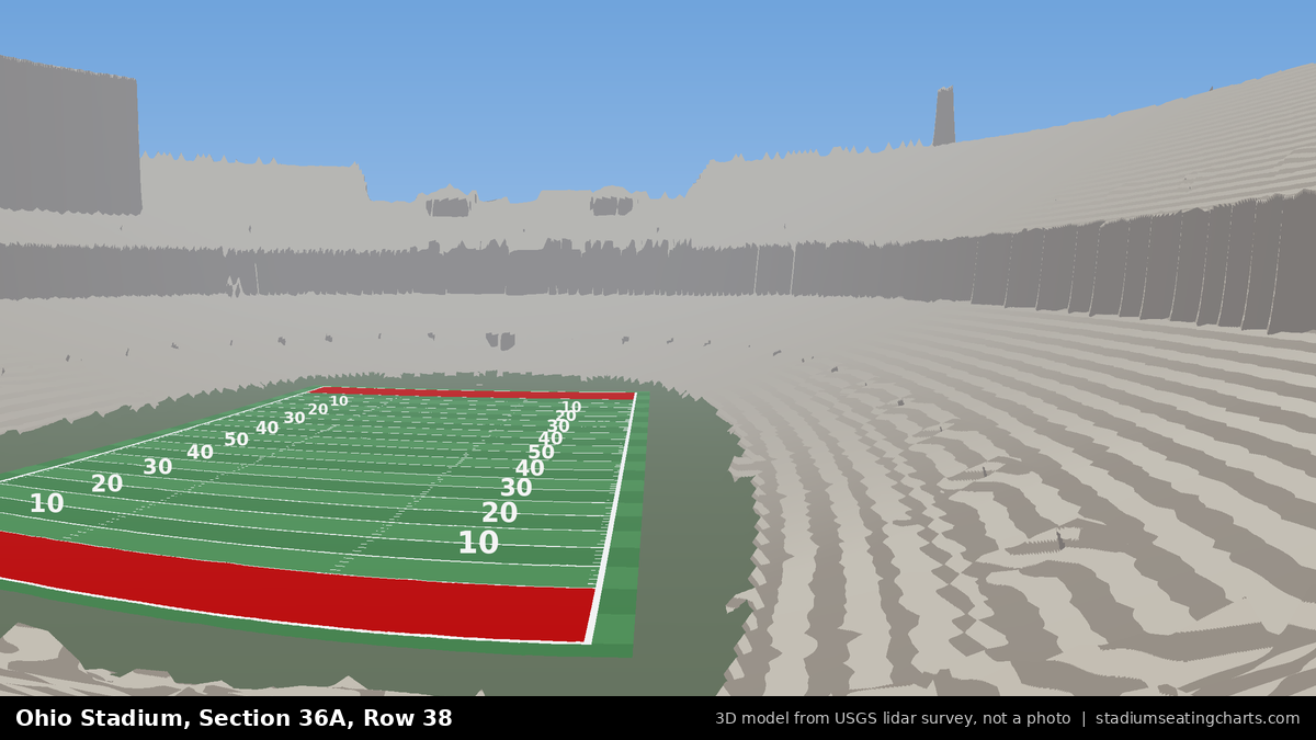 View from Ohio Stadium Section 36A, Row 38, looking toward the field