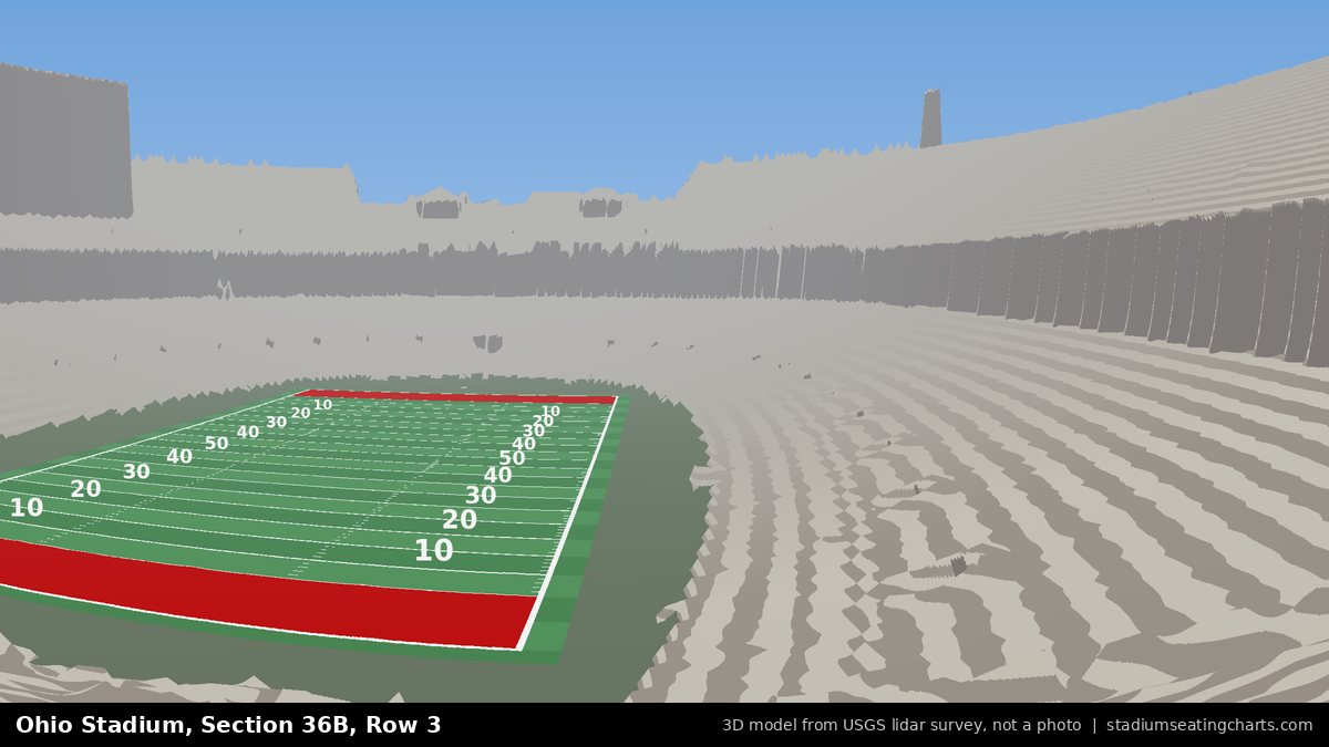 View from Ohio Stadium Section 36B, Row 3, looking toward the field