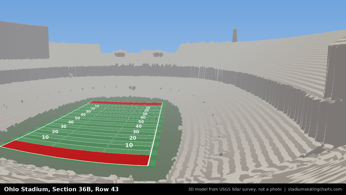 View from Ohio Stadium Section 36B, Row 43, looking toward the field