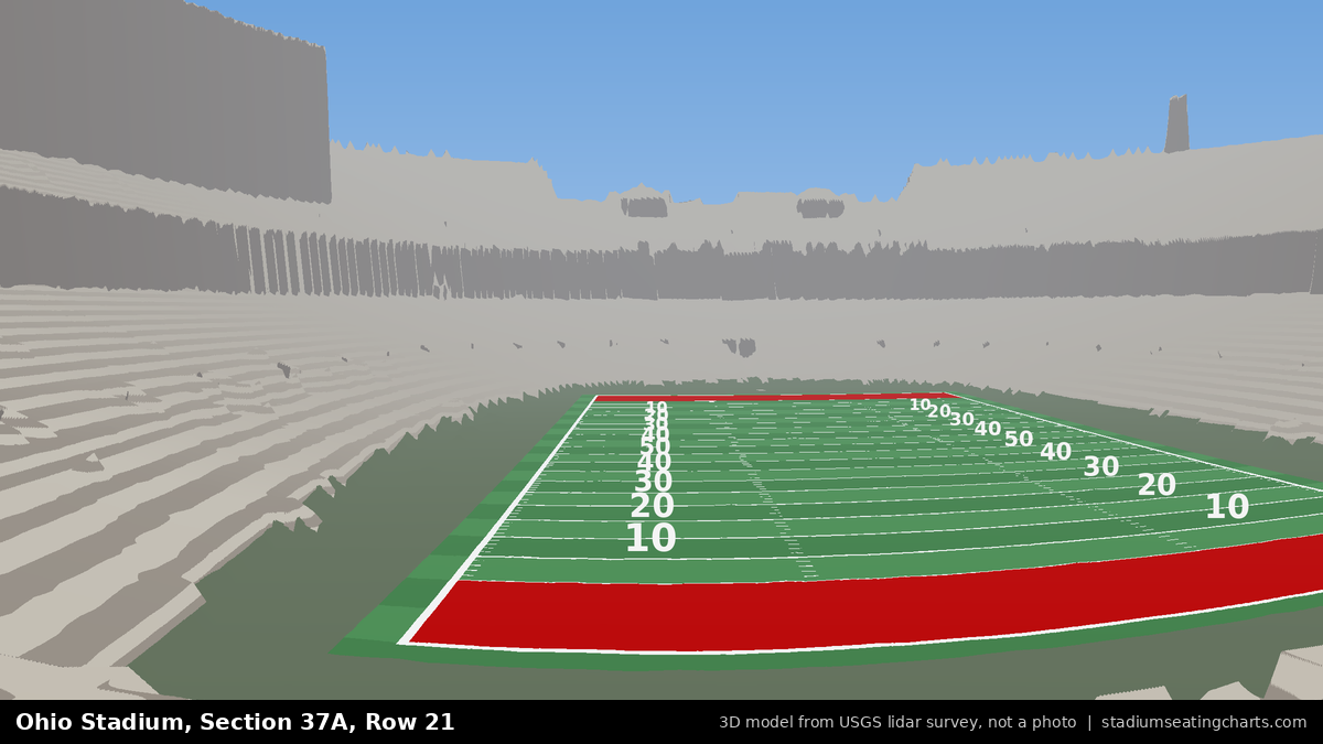 View from Ohio Stadium Section 37A, Row 21, looking toward the field