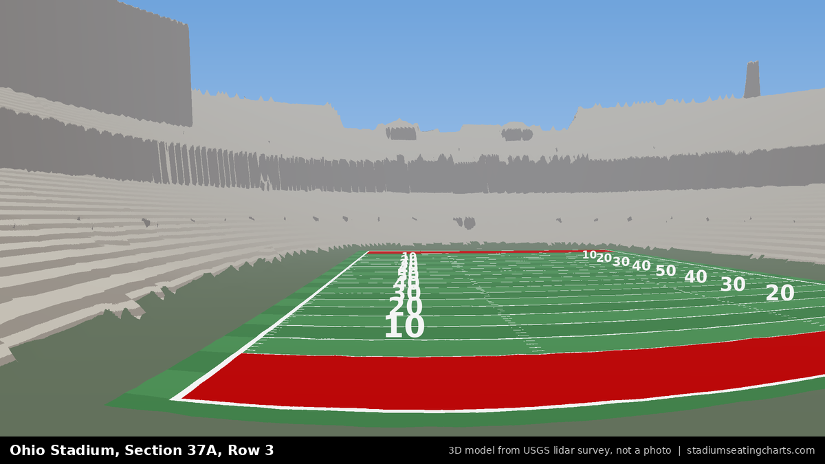 View from Ohio Stadium Section 37A, Row 3, looking toward the field