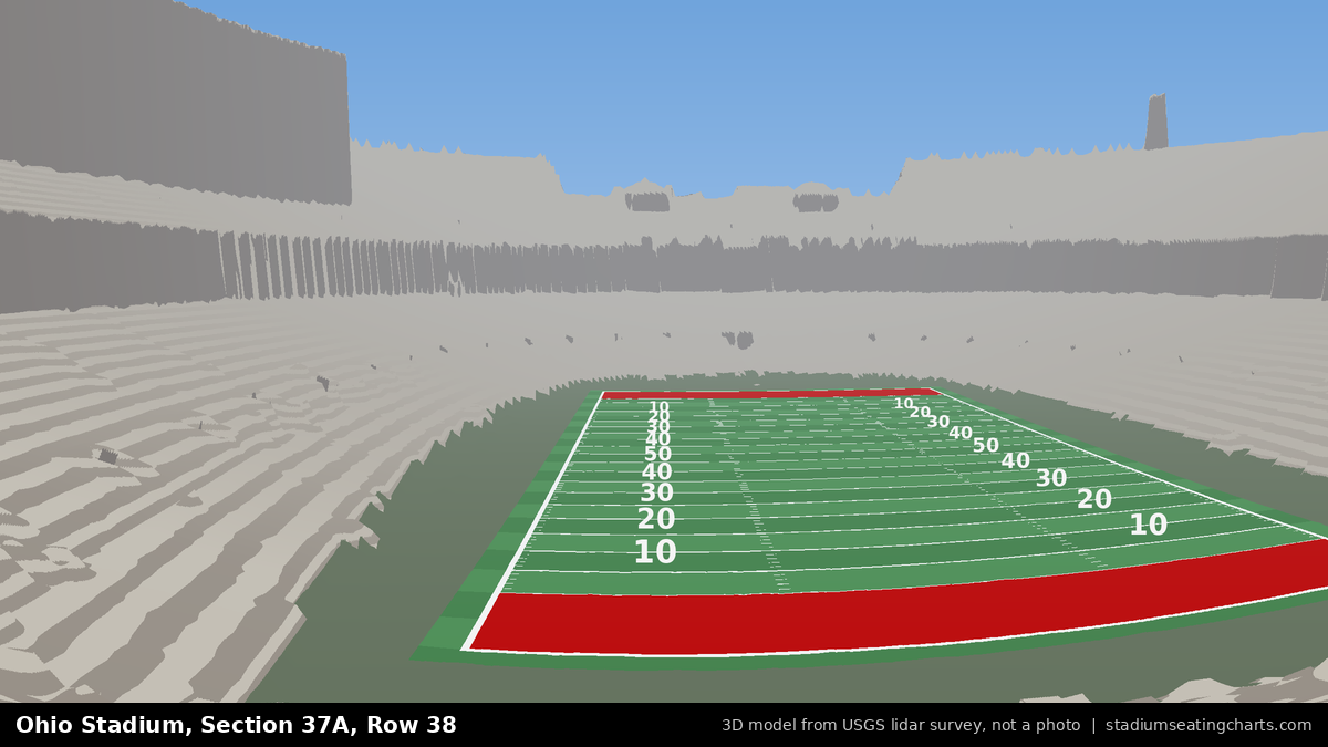 View from Ohio Stadium Section 37A, Row 38, looking toward the field
