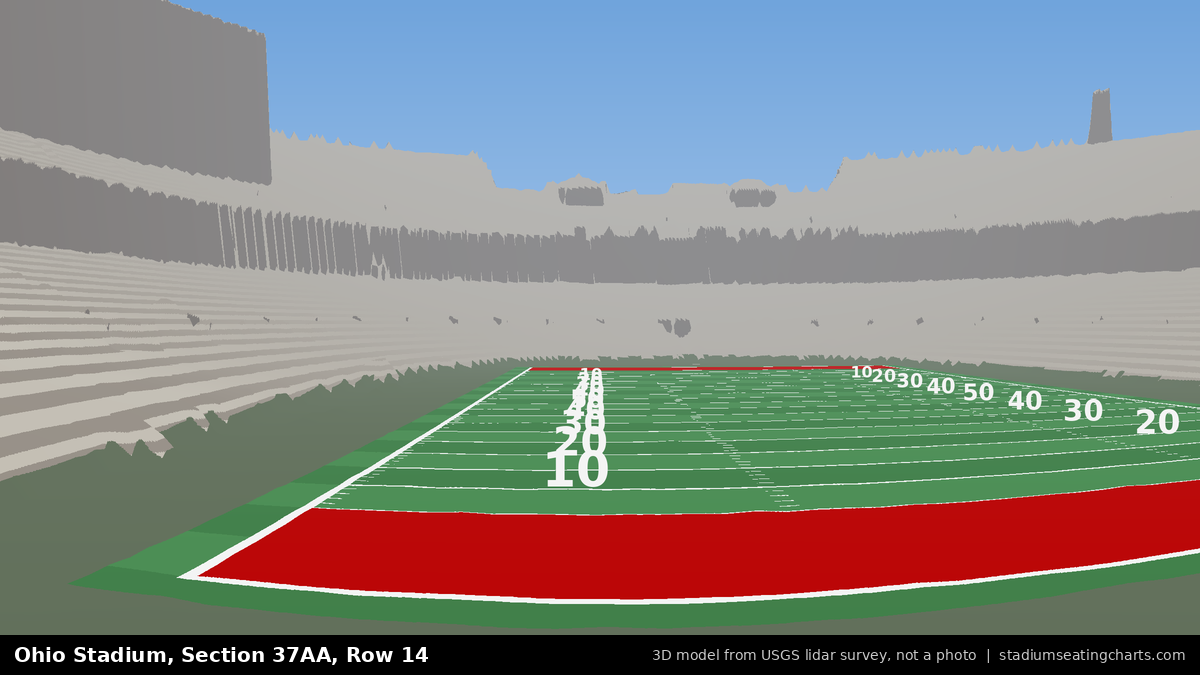 View from Ohio Stadium Section 37AA, Row 14, looking toward the field