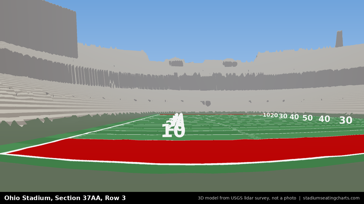 View from Ohio Stadium Section 37AA, Row 3, looking toward the field