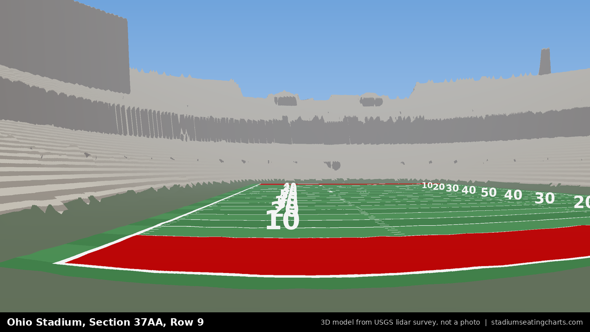 View from Ohio Stadium Section 37AA, Row 9, looking toward the field
