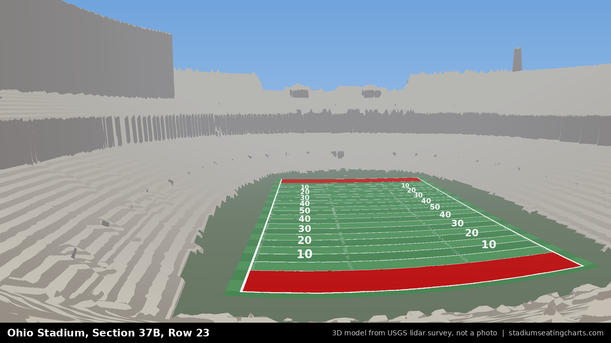 View from Ohio Stadium Section 37B, Row 23, looking toward the field