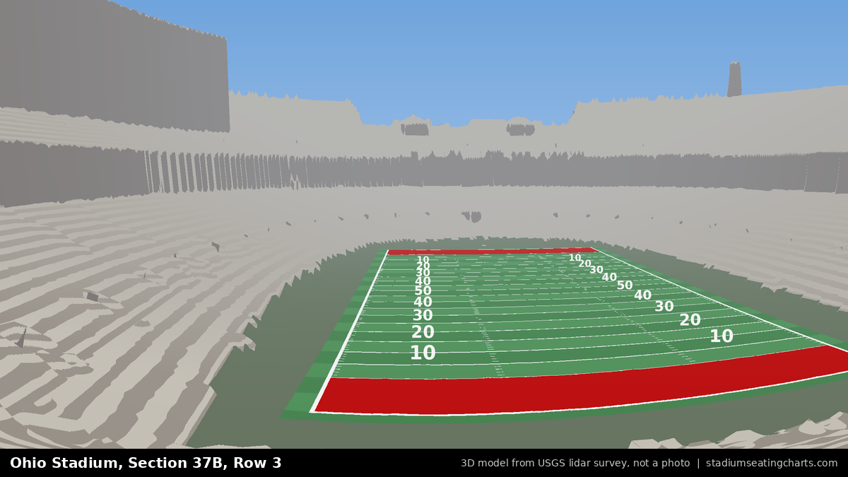 View from Ohio Stadium Section 37B, Row 3, looking toward the field
