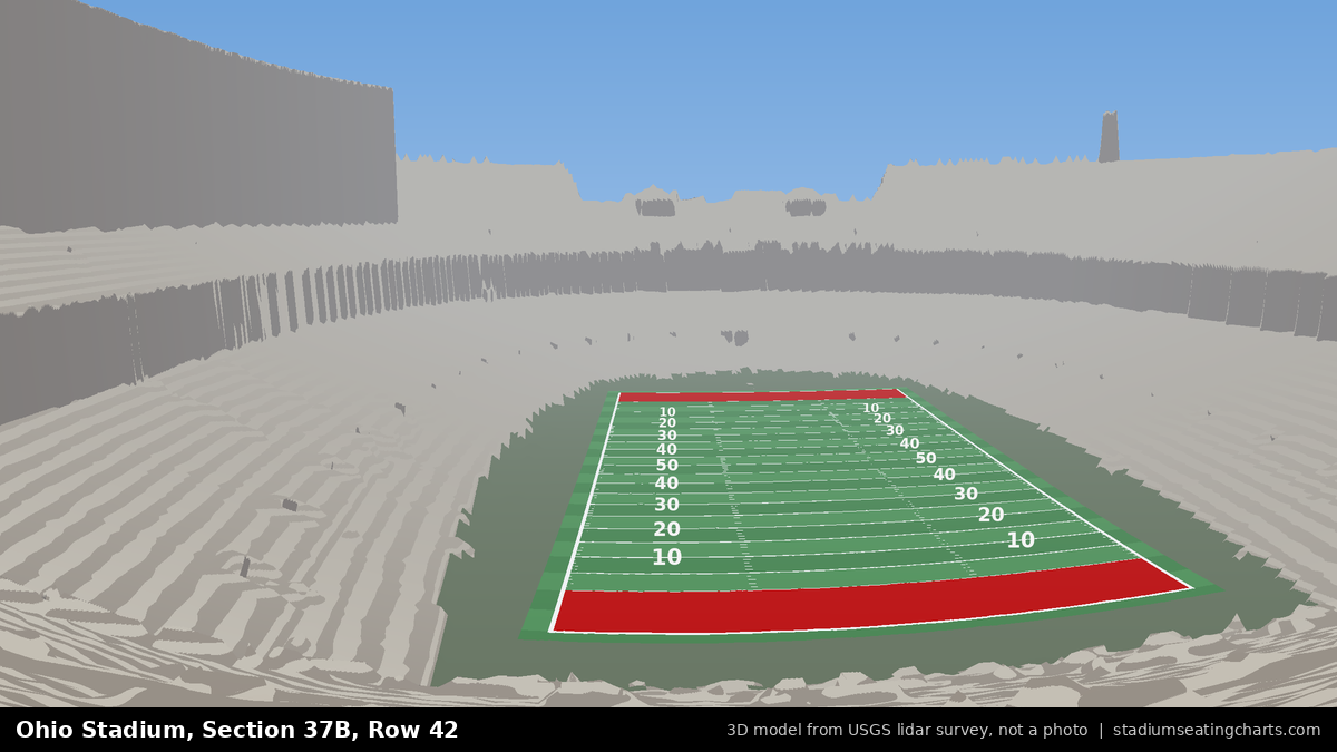 View from Ohio Stadium Section 37B, Row 42, looking toward the field