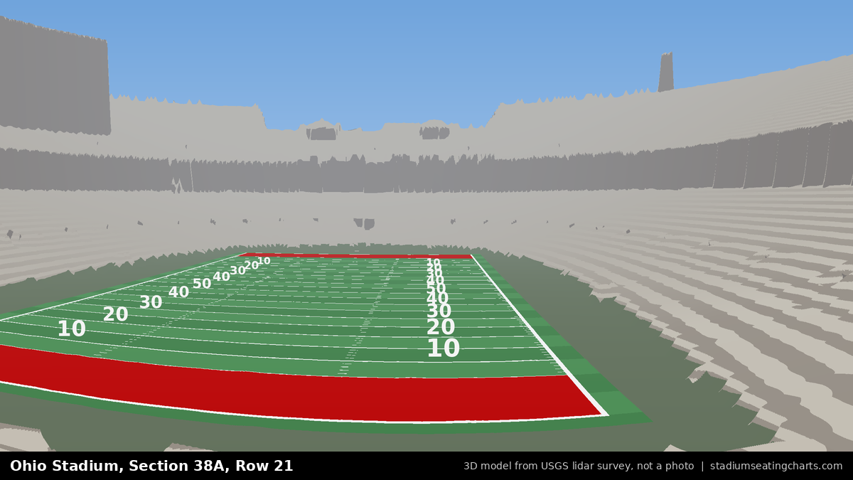 View from Ohio Stadium Section 38A, Row 21, looking toward the field