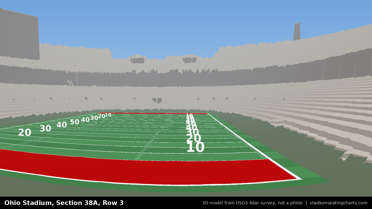 View from Ohio Stadium Section 38A, Row 3, looking toward the field