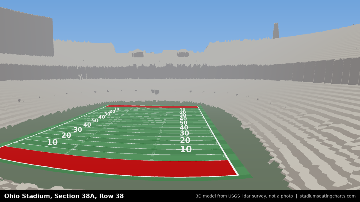 View from Ohio Stadium Section 38A, Row 38, looking toward the field