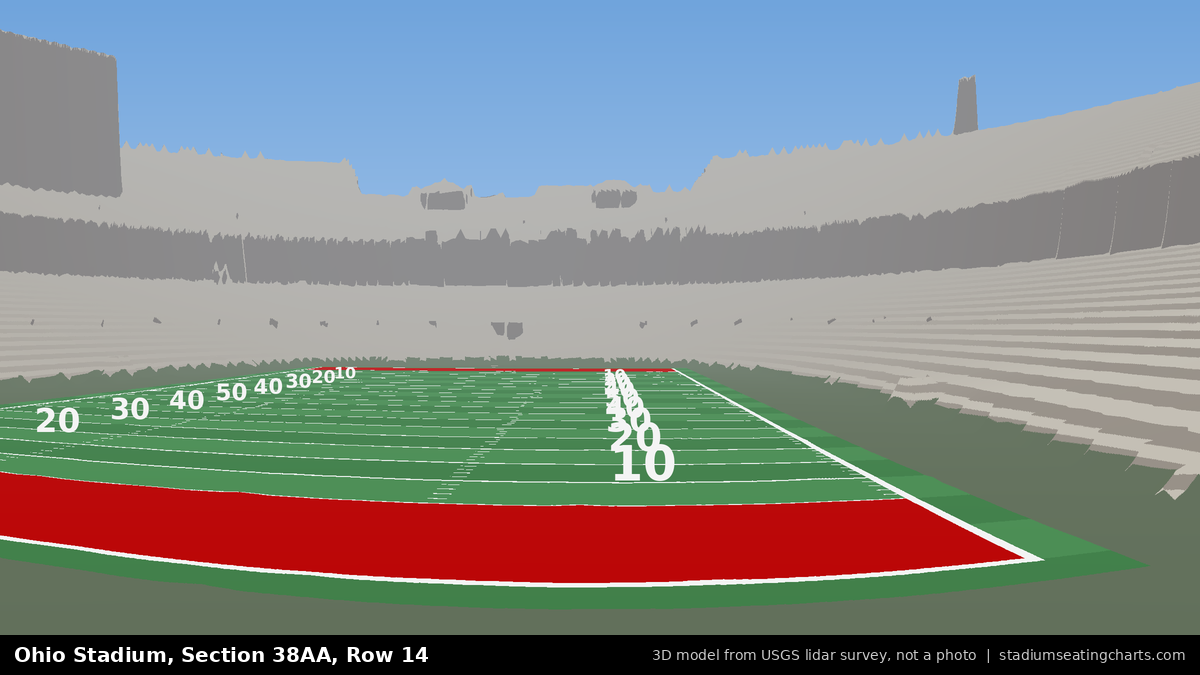 View from Ohio Stadium Section 38AA, Row 14, looking toward the field