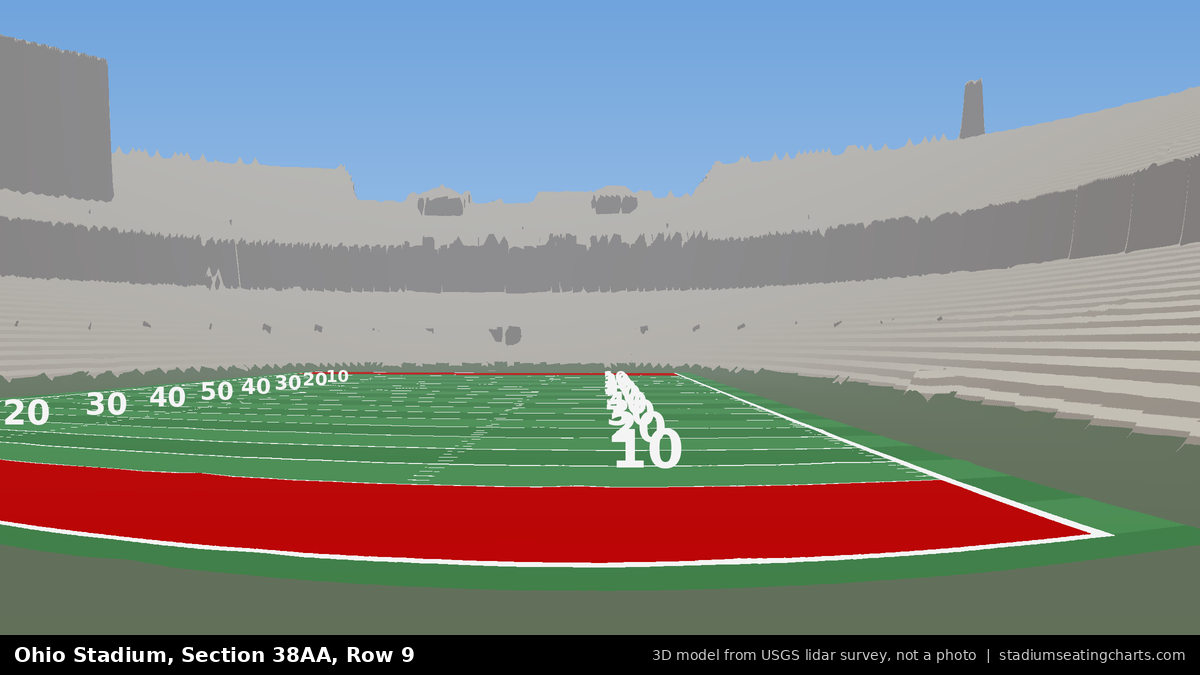 View from Ohio Stadium Section 38AA, Row 9, looking toward the field