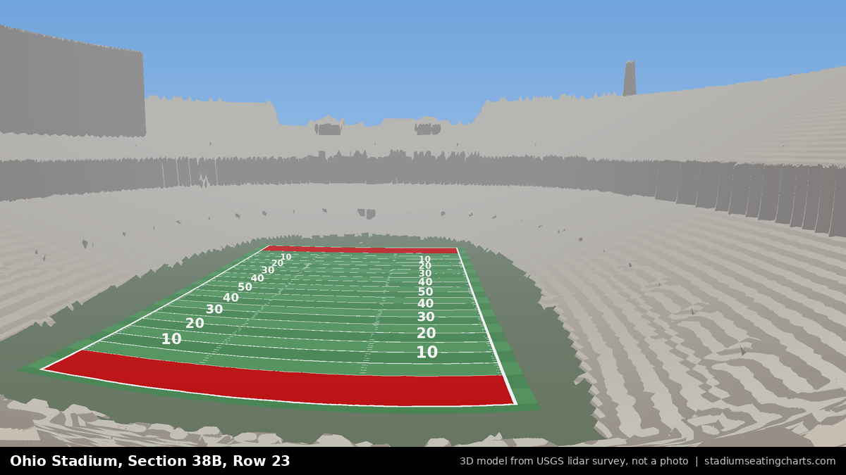 View from Ohio Stadium Section 38B, Row 23, looking toward the field
