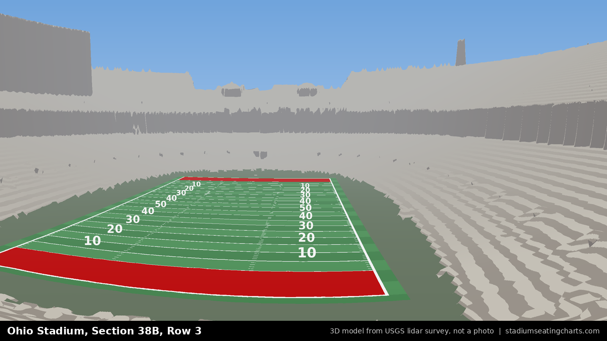 View from Ohio Stadium Section 38B, Row 3, looking toward the field