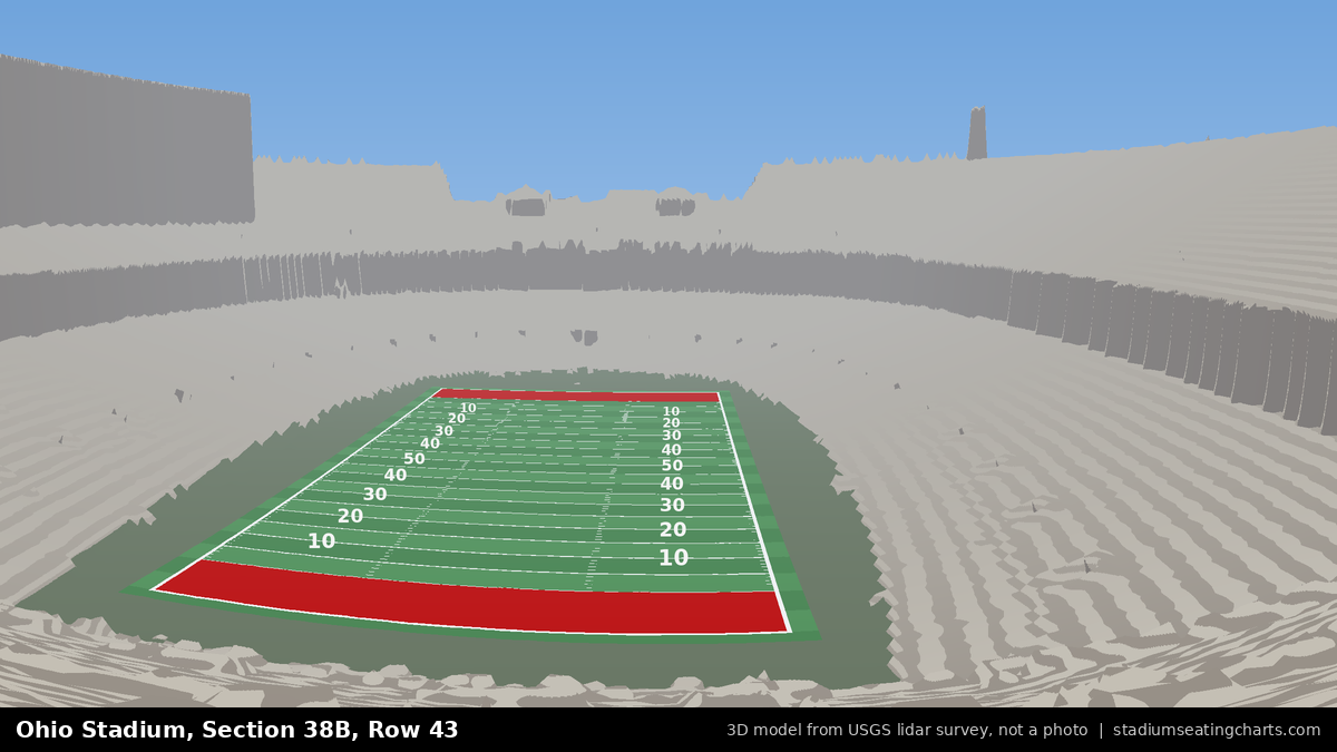 View from Ohio Stadium Section 38B, Row 43, looking toward the field