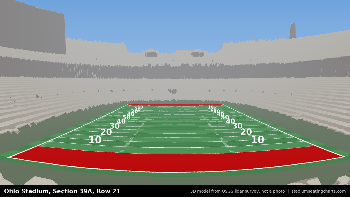 View from Ohio Stadium Section 39A, Row 21, looking toward the field