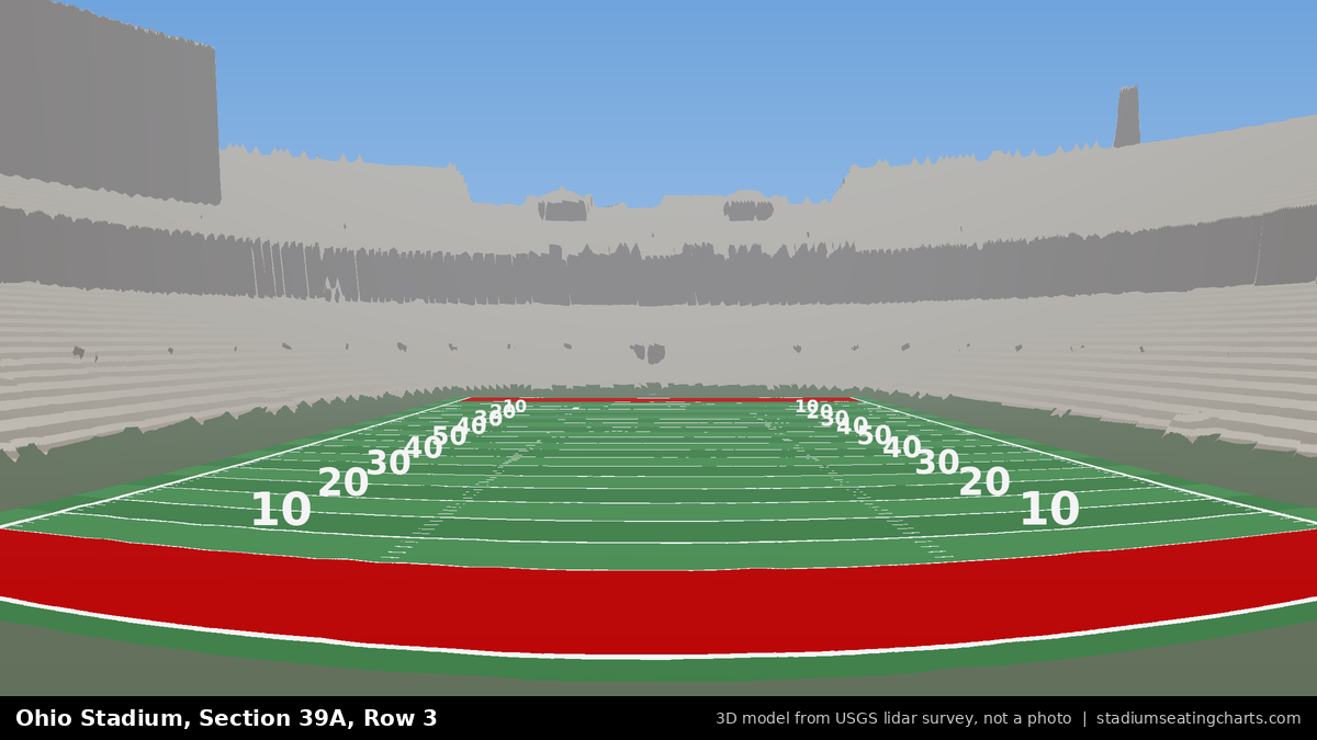 View from Ohio Stadium Section 39A, Row 3, looking toward the field