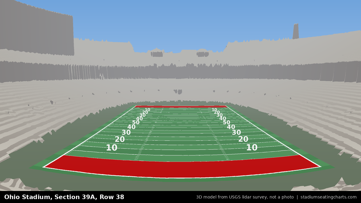 View from Ohio Stadium Section 39A, Row 38, looking toward the field