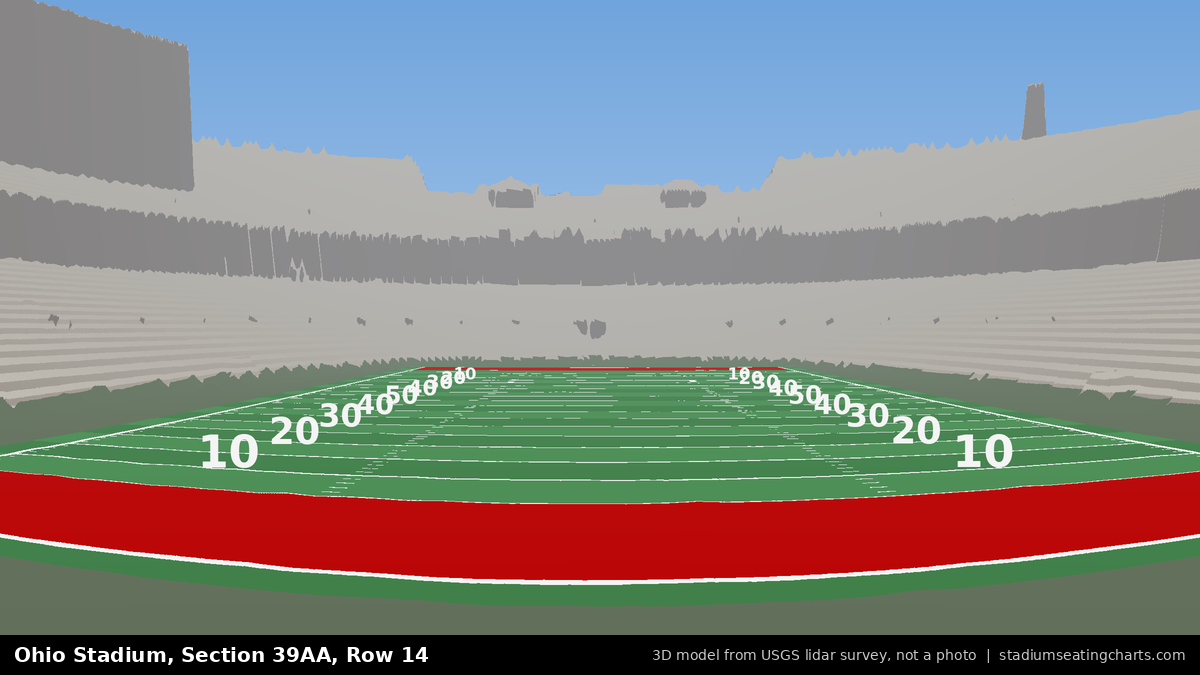 View from Ohio Stadium Section 39AA, Row 14, looking toward the field